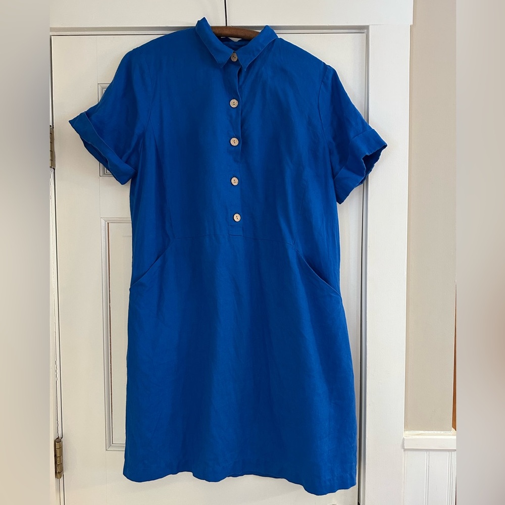 J. Jill Vibrant Blue Linen Mini Dress Size Large